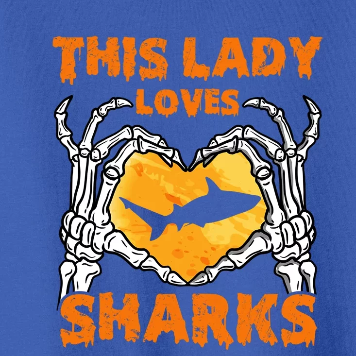 This Lady Loves Sharks Halloween Skeleton Hands Heart Great Gift Toddler T-Shirt