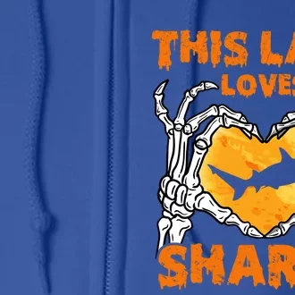 This Lady Loves Sharks Halloween Skeleton Hands Heart Great Gift Full Zip Hoodie