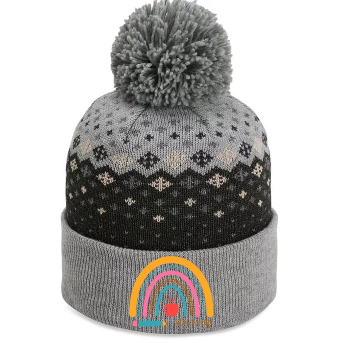 Teacher Life Love Inspire Motivate Rainbow The Baniff Cuffed Pom Beanie