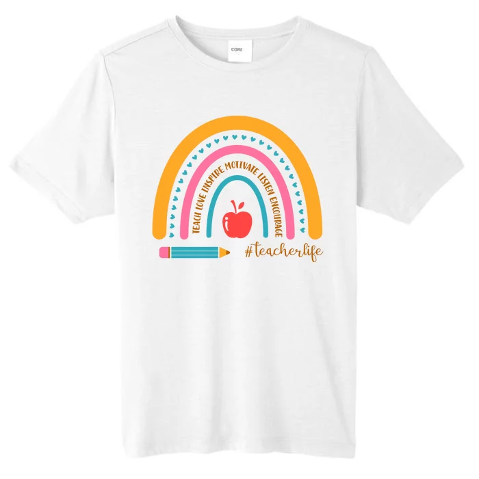 Teacher Life Love Inspire Motivate Rainbow ChromaSoft Performance T-Shirt