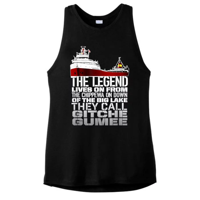 The Legend Lives On Edmund Fitzgerald Ladies Tri-Blend Wicking Tank