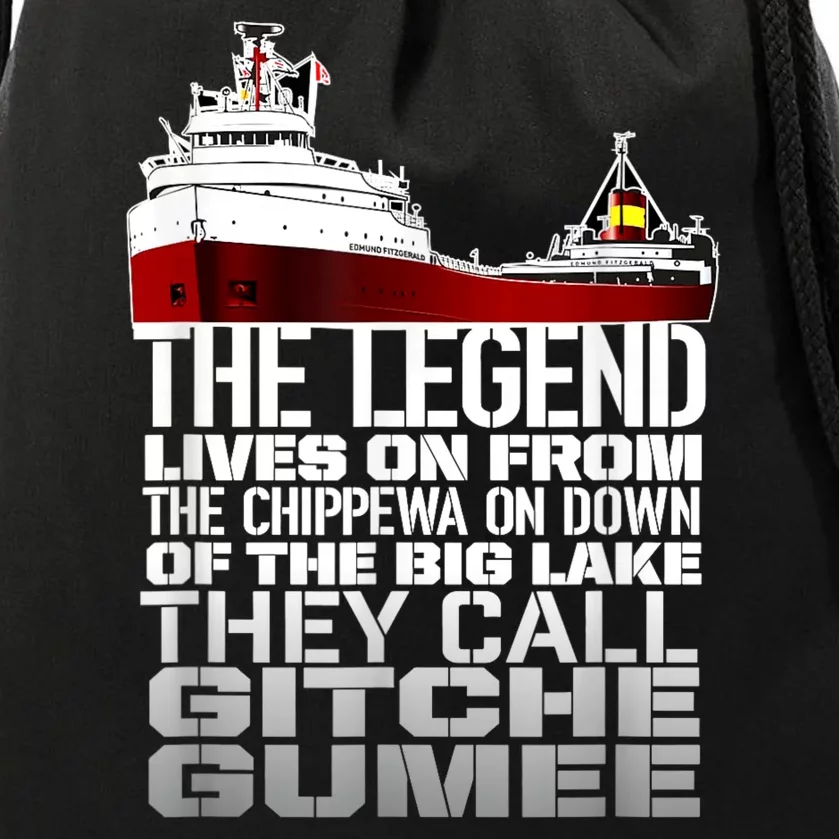 The Legend Lives On Edmund Fitzgerald Drawstring Bag