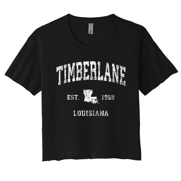 Timberlane Louisiana La Vintage Athletic Sports Design Women's Crop Top Tee