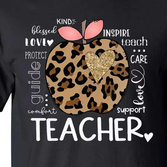 Teacher Life Leopard Apple Teachers Day Tall T-Shirt