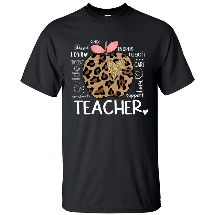 Teacher Life Leopard Apple Teachers Day Tall T-Shirt