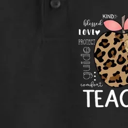 Teacher Life Leopard Apple Teachers Day Dry Zone Grid Performance Polo