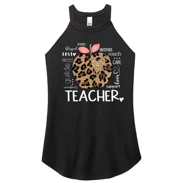 Teacher Life Leopard Apple Teachers Day Women’s Perfect Tri Rocker Tank