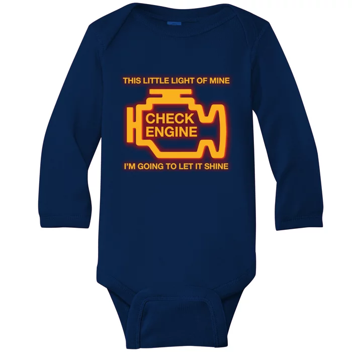 This Little Light Of Mine Check Engine Light Mechanic Funny Gift Baby Long Sleeve Bodysuit