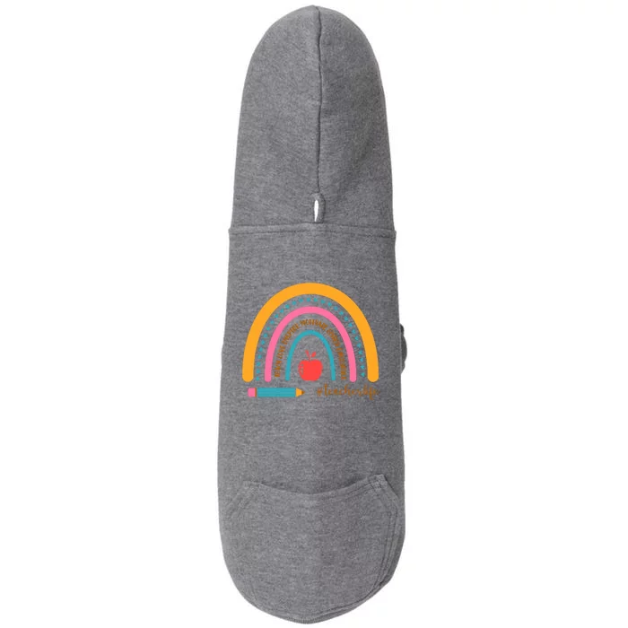 Teacher Life Motivate Rainbow Doggie 3-End Fleece Hoodie