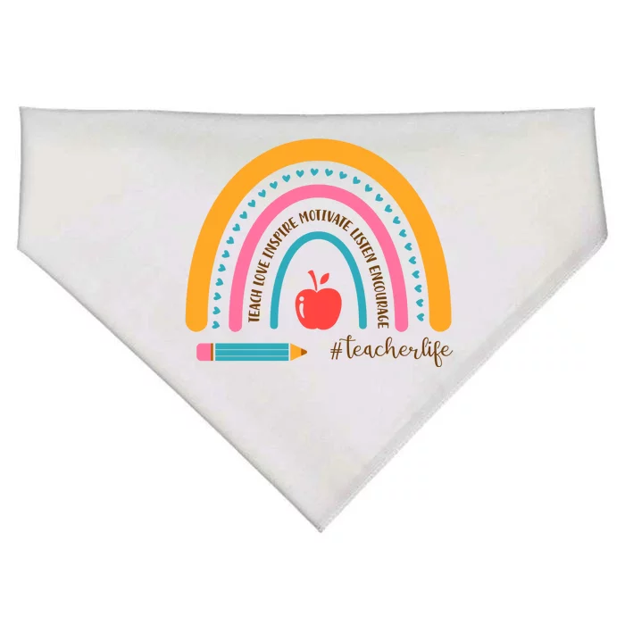 Teacher Life Motivate Rainbow USA-Made Doggie Bandana