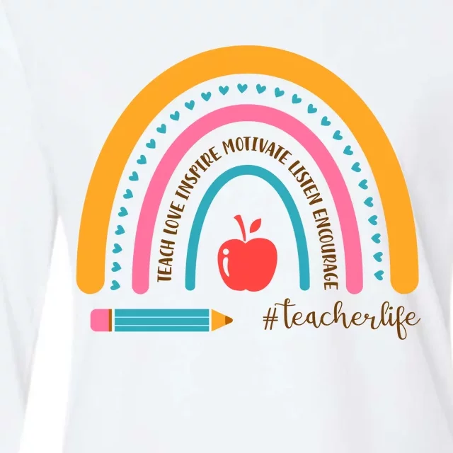 Teacher Life Motivate Rainbow Womens Cotton Relaxed Long Sleeve T-Shirt