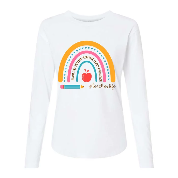 Teacher Life Motivate Rainbow Womens Cotton Relaxed Long Sleeve T-Shirt