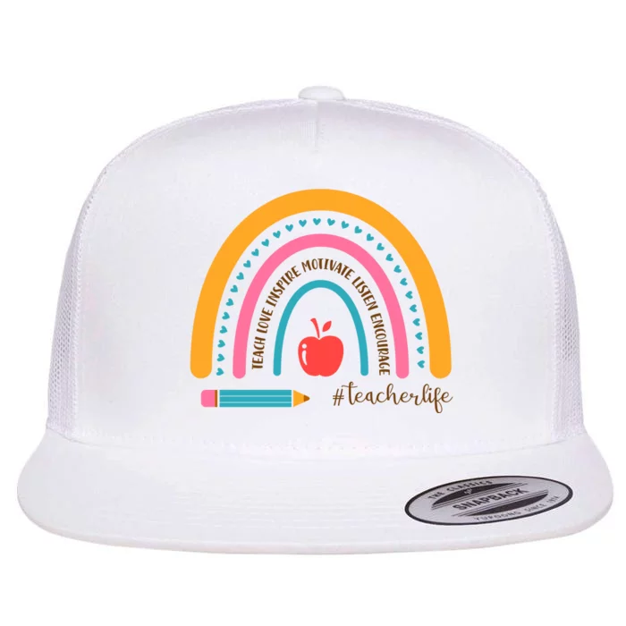 Teacher Life Motivate Rainbow Flat Bill Trucker Hat