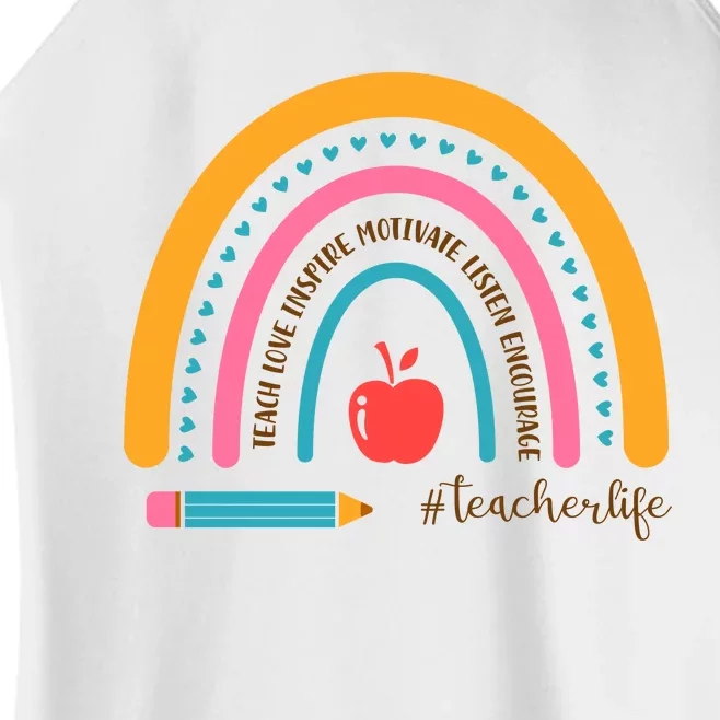 Teacher Life Motivate Rainbow Women’s Perfect Tri Rocker Tank