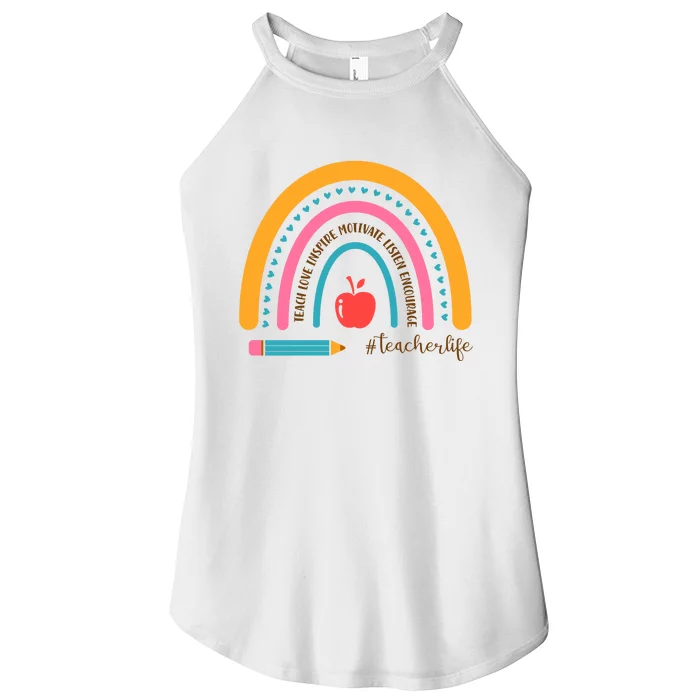 Teacher Life Motivate Rainbow Women’s Perfect Tri Rocker Tank