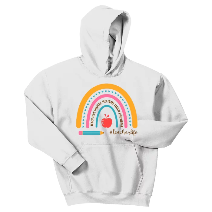 Teacher Life Motivate Rainbow Kids Hoodie