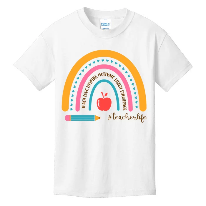 Teacher Life Motivate Rainbow Kids T-Shirt