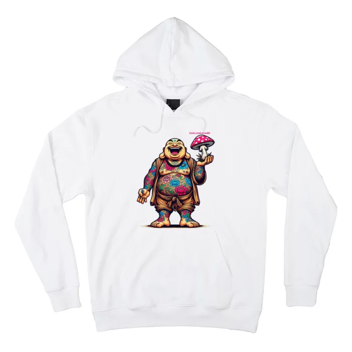 Tattooed Laughing Monk With A Mushroom Hoodie