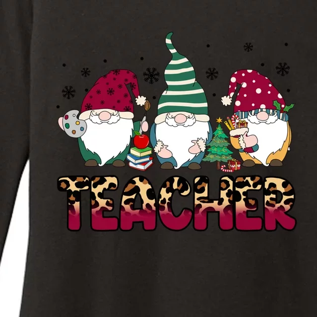 Teacher Leopard Merry Christmas Teacher Gnomes Xmeaningful Giftmas Great Gift Womens CVC Long Sleeve Shirt