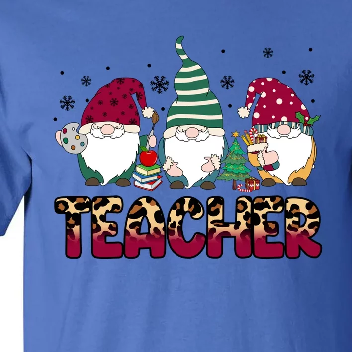 Teacher Leopard Merry Christmas Teacher Gnomes Xmeaningful Giftmas Great Gift Tall T-Shirt