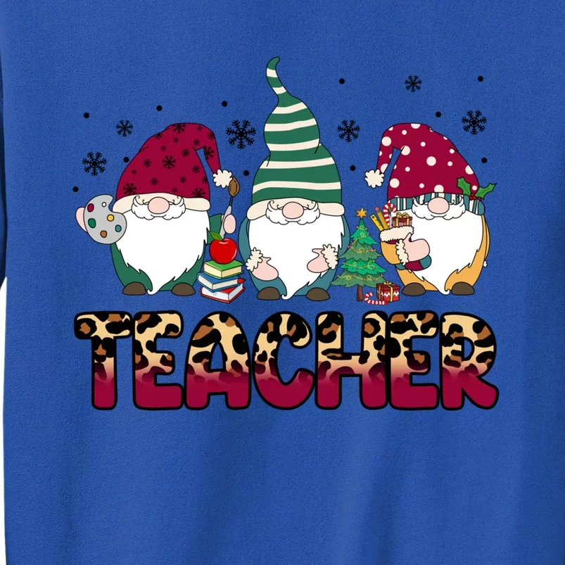 Teacher Leopard Merry Christmas Teacher Gnomes Xmeaningful Giftmas Great Gift Tall Sweatshirt