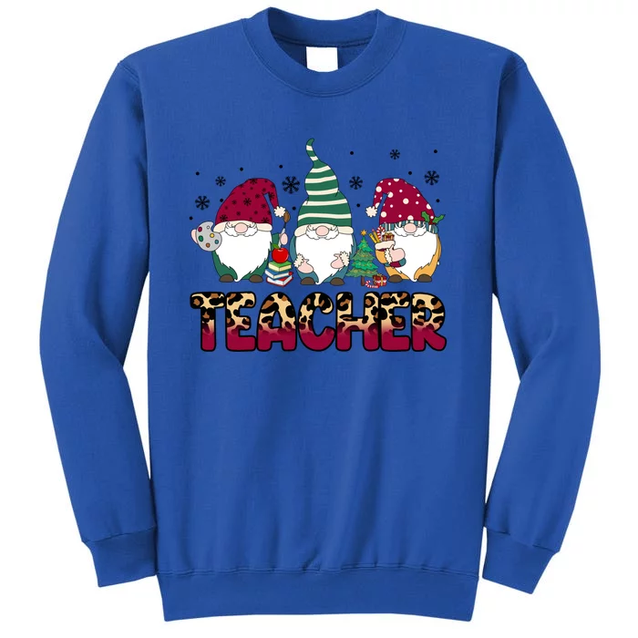 Teacher Leopard Merry Christmas Teacher Gnomes Xmeaningful Giftmas Great Gift Tall Sweatshirt