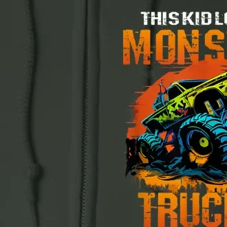 This Loves Monster Trucks Monster Truck Full Zip Hoodie