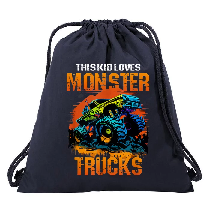 This Loves Monster Trucks Monster Truck Drawstring Bag