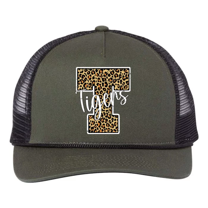 Tigers Leopard Mascot Retro Rope Trucker Hat Cap