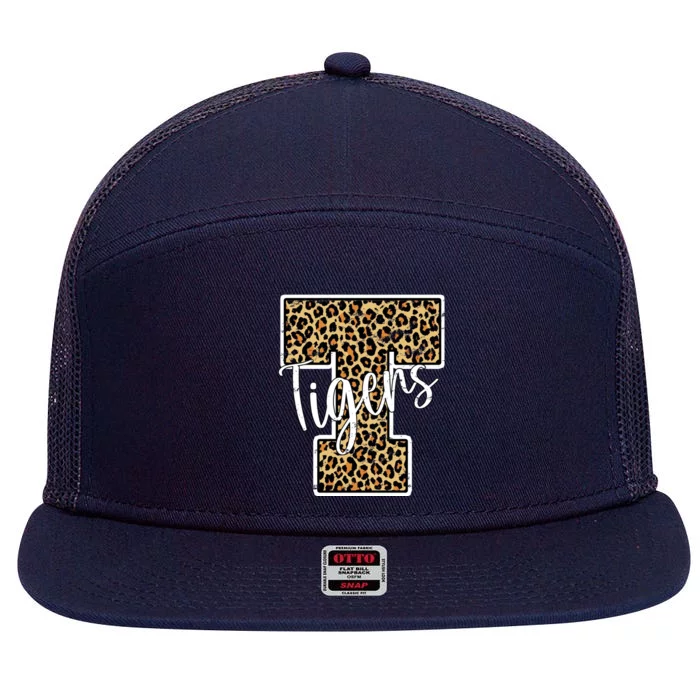 Tigers Leopard Mascot 7 Panel Mesh Trucker Snapback Hat