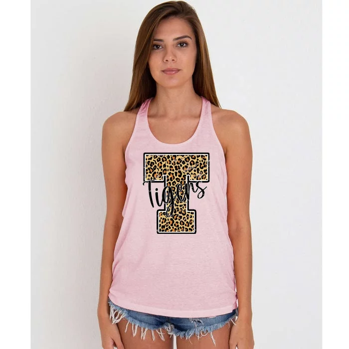 Tigers Leopard Mascot Women's Knotted Racerback Tank