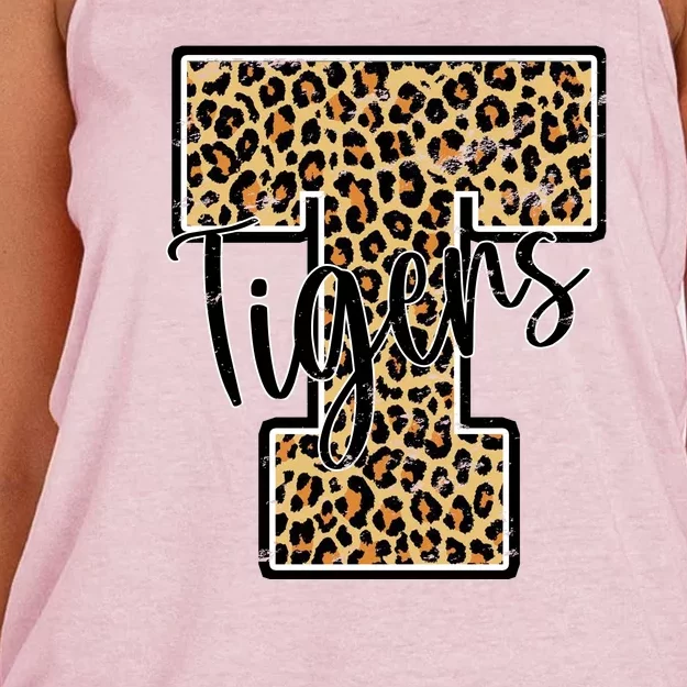 Tigers Leopard Mascot Women's Knotted Racerback Tank