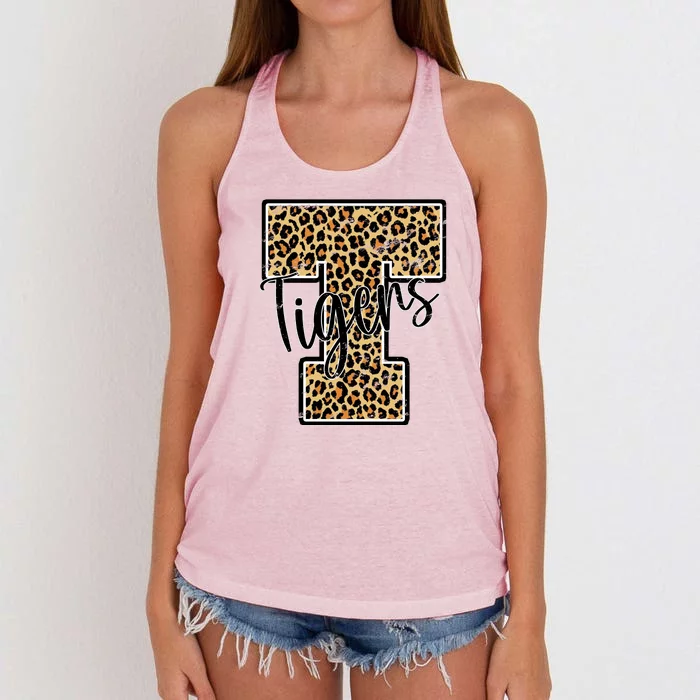 Tigers Leopard Mascot Women's Knotted Racerback Tank