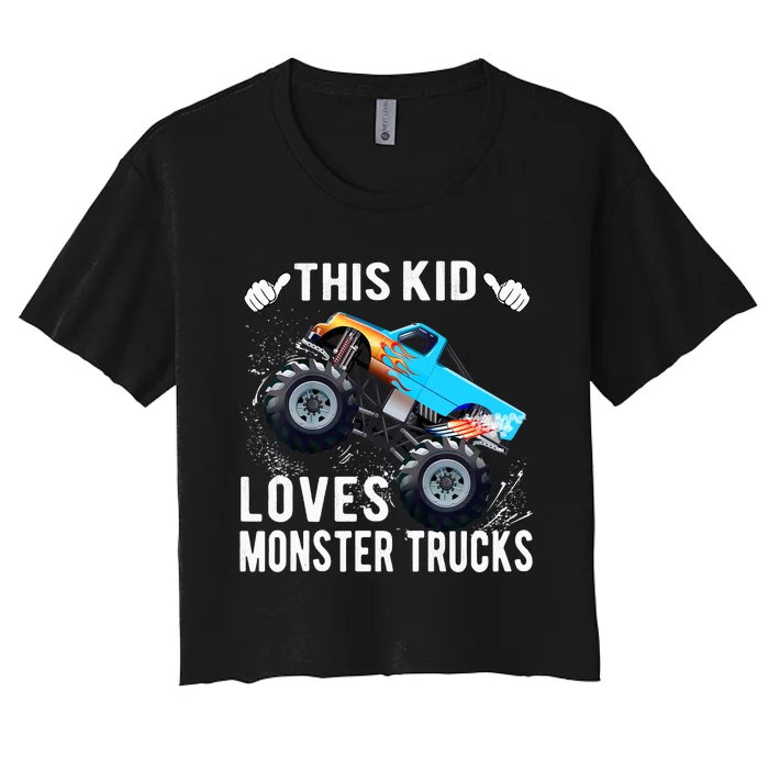 This Loves Monster Trucks Boys And Girls Gift Women's Crop Top Tee