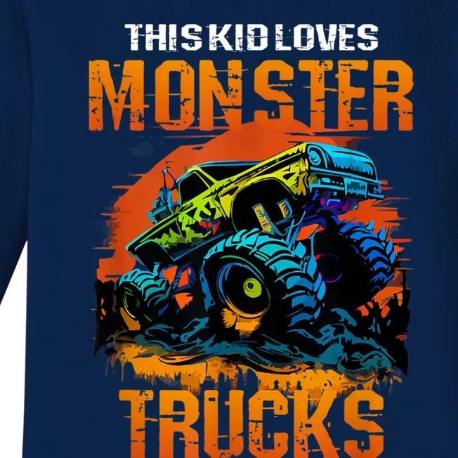 This Loves Monster Trucks Monster Truck Baby Long Sleeve Bodysuit