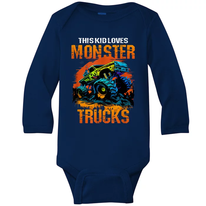 This Loves Monster Trucks Monster Truck Baby Long Sleeve Bodysuit