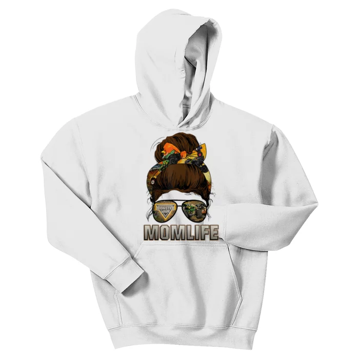 Truck Lovers Mom Life Messy Bun Kids Hoodie