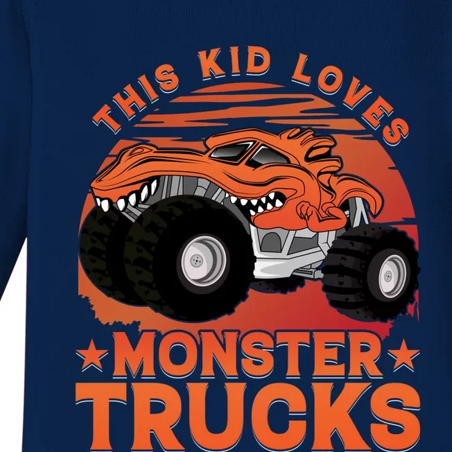 This Loves Monster Trucks Cute Gift Baby Long Sleeve Bodysuit