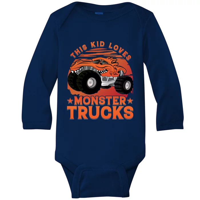 This Loves Monster Trucks Cute Gift Baby Long Sleeve Bodysuit