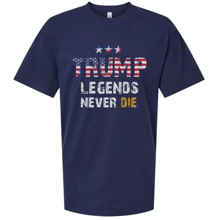 Trump Legends Never Die | Flag America Sueded Cloud Jersey T-Shirt