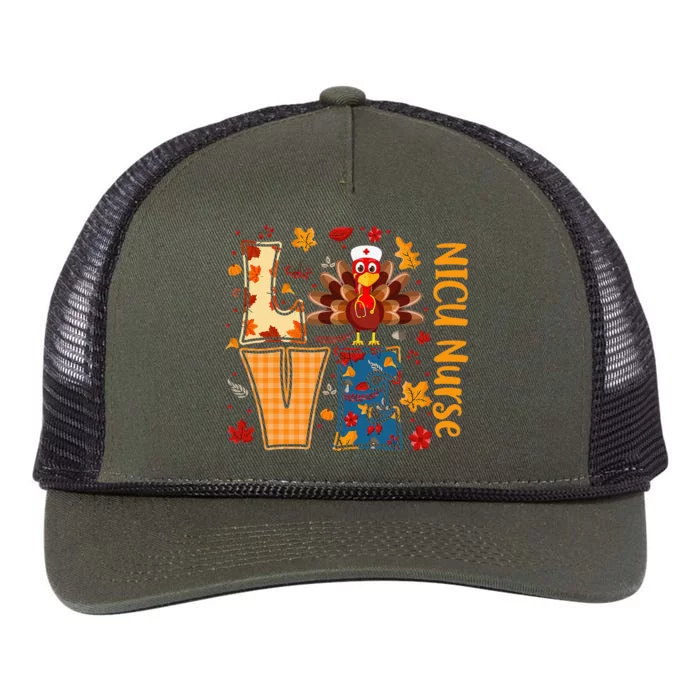 Turkey Love NICU Nurse Thanksgiving Day Nurse Cute Gifts Retro Rope Trucker Hat Cap