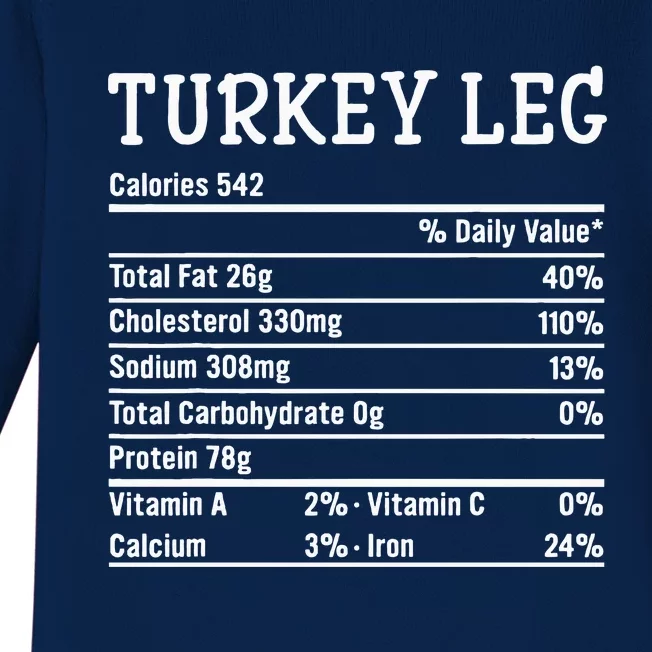 Turkey Leg Nutrition Thanksgiving Costume Food Facts Xmas Baby Long Sleeve Bodysuit