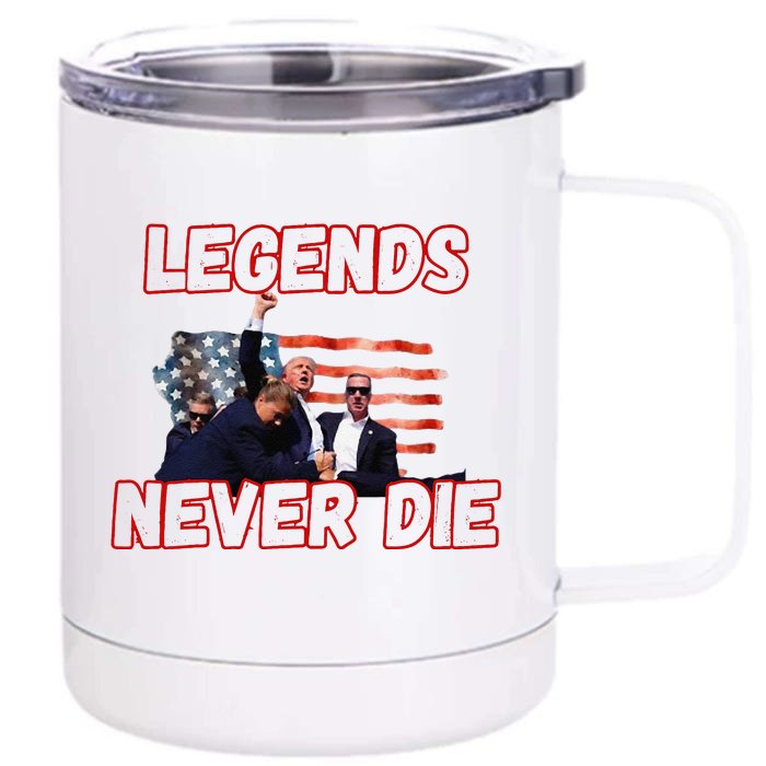 Trump Legends Never Die Fight Trump Assassination Attempt Front & Back 12oz Stainless Steel Tumbler Cup