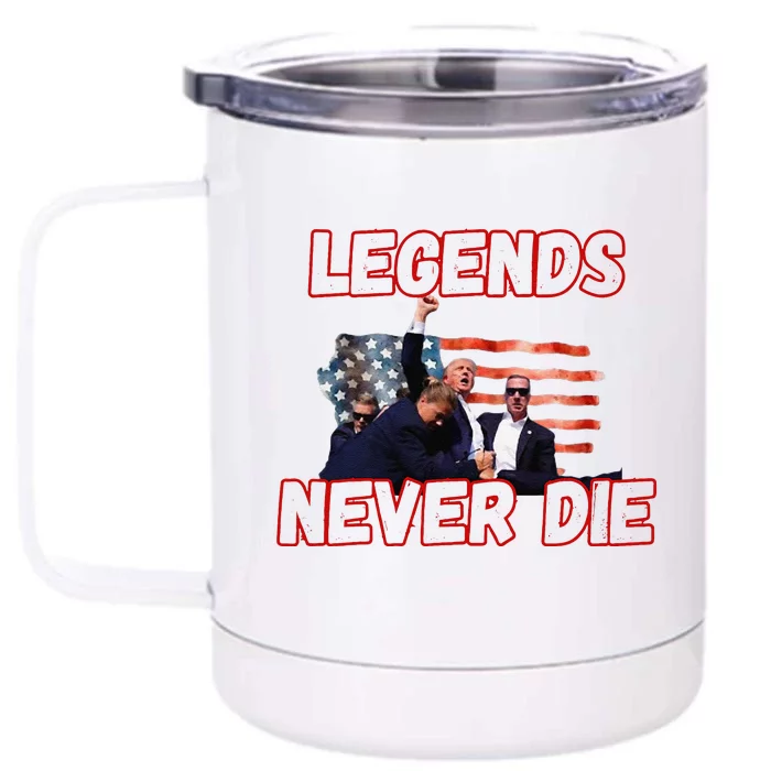 Trump Legends Never Die Fight Trump Assassination Attempt Front & Back 12oz Stainless Steel Tumbler Cup