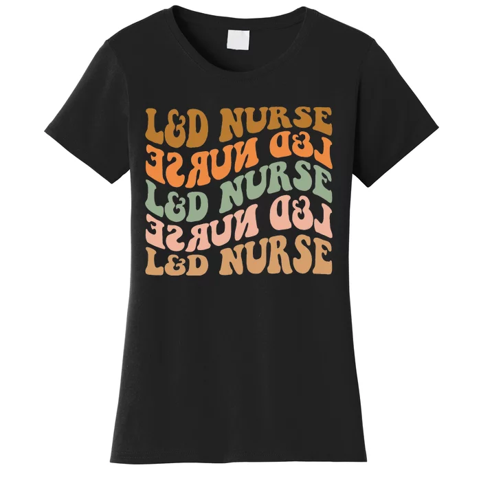 Thankful L&D Nurse Vintage Fall Vibes Autumn Leaves Women's T-Shirt