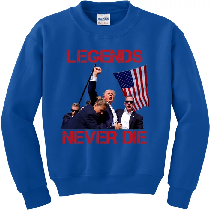 Trump Legends Never Die Fight Trump Assassination Attempt Kids Sweatshirt