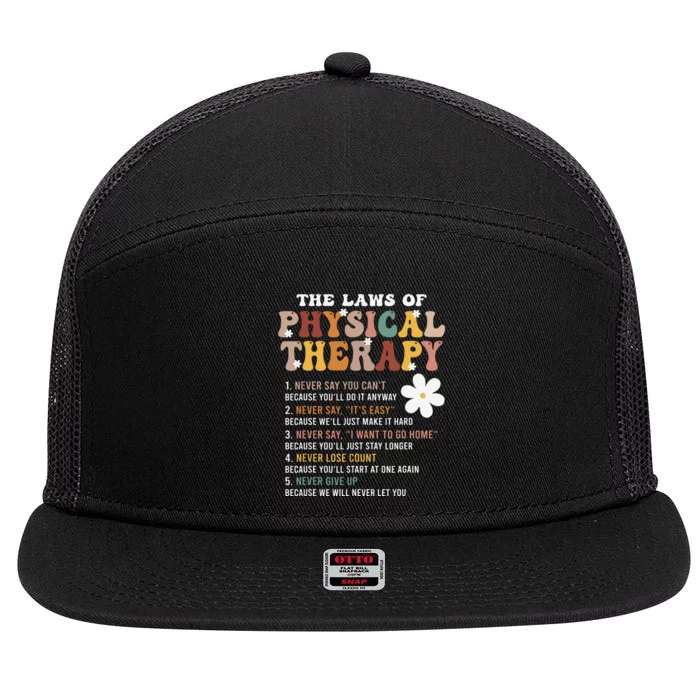 The Laws Of Physical Therapy Physical Therapist 7 Panel Mesh Trucker Snapback Hat