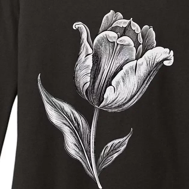 Tulips Lover On Black And White Tulip Flower Womens CVC Long Sleeve Shirt