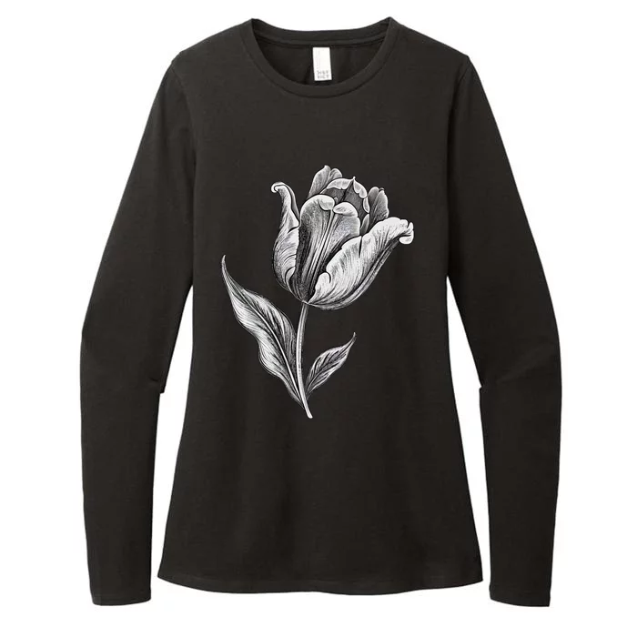 Tulips Lover On Black And White Tulip Flower Womens CVC Long Sleeve Shirt