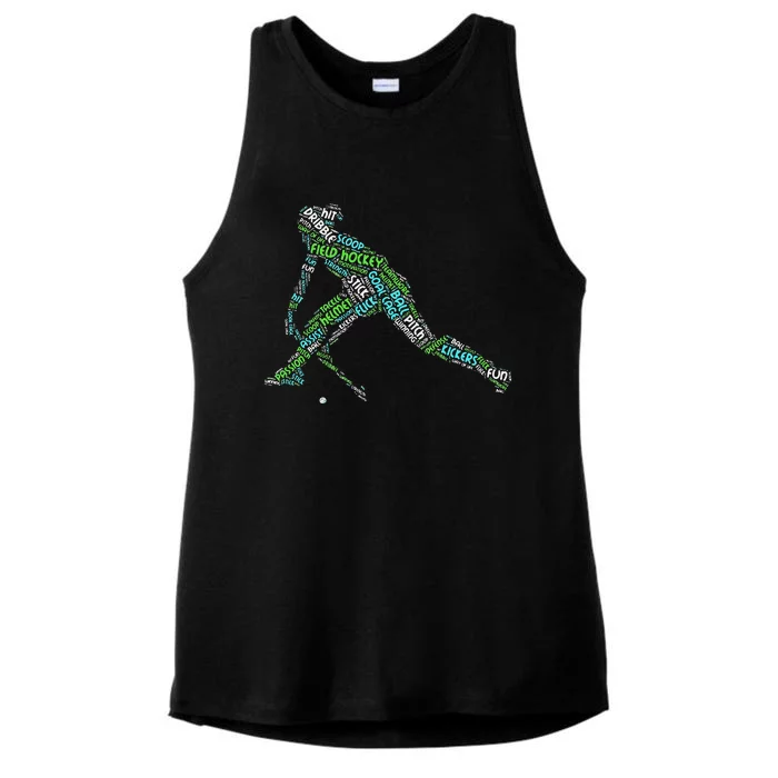 The Love Of Field Hockey Vintage Hockey Player Ladies Tri-Blend Wicking Tank